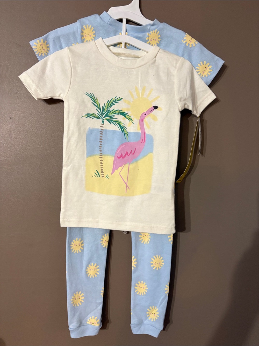 Carter Kids Flamingo Palm Pajama Set - White & Light Blue